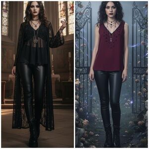 Stitch Fix faux leather pants & tops academia dark goth office siren szS bundle